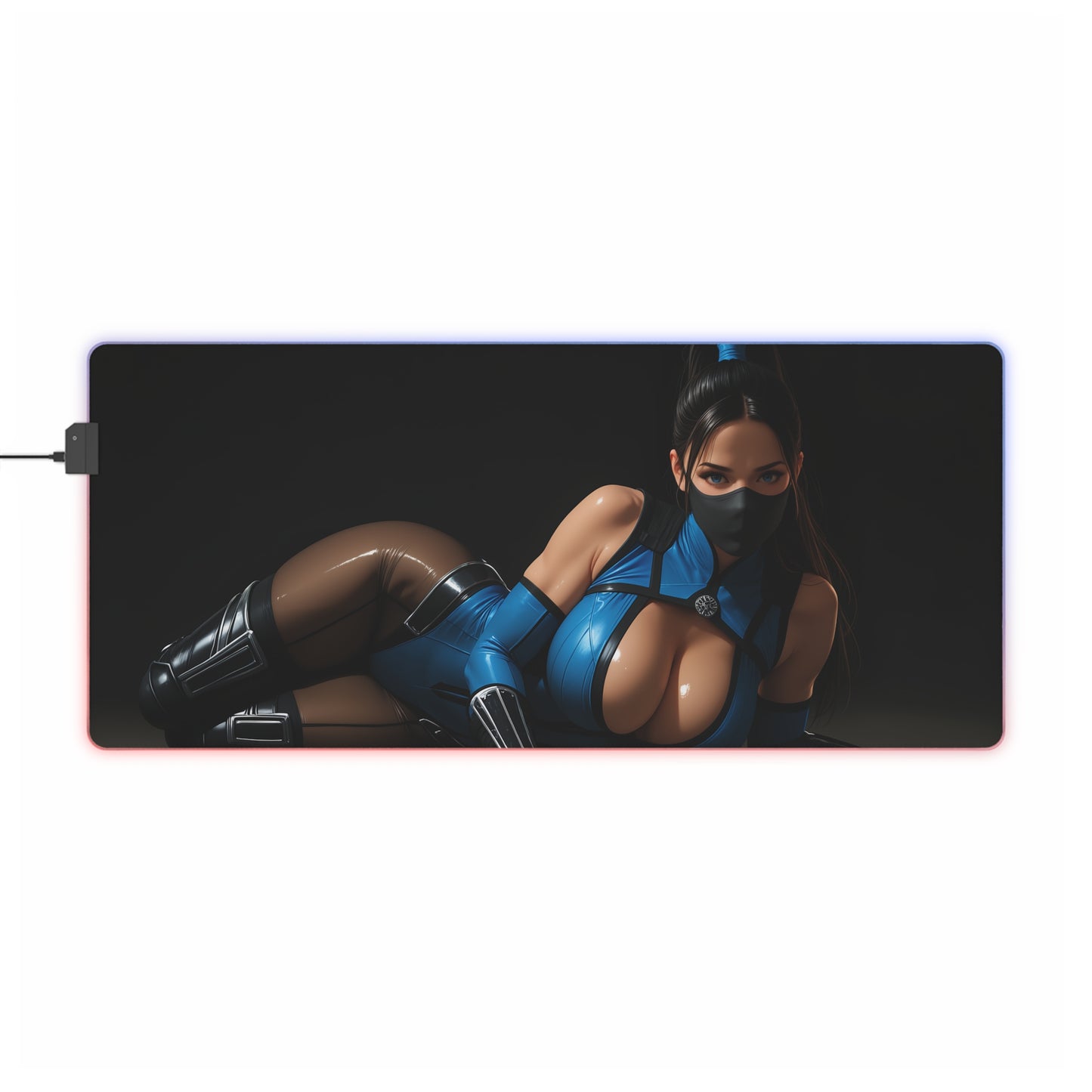 Kitana Schreibtischunterlage – LED RGB-Pad, Waifu Anime-Mädchen Gaming-Setup