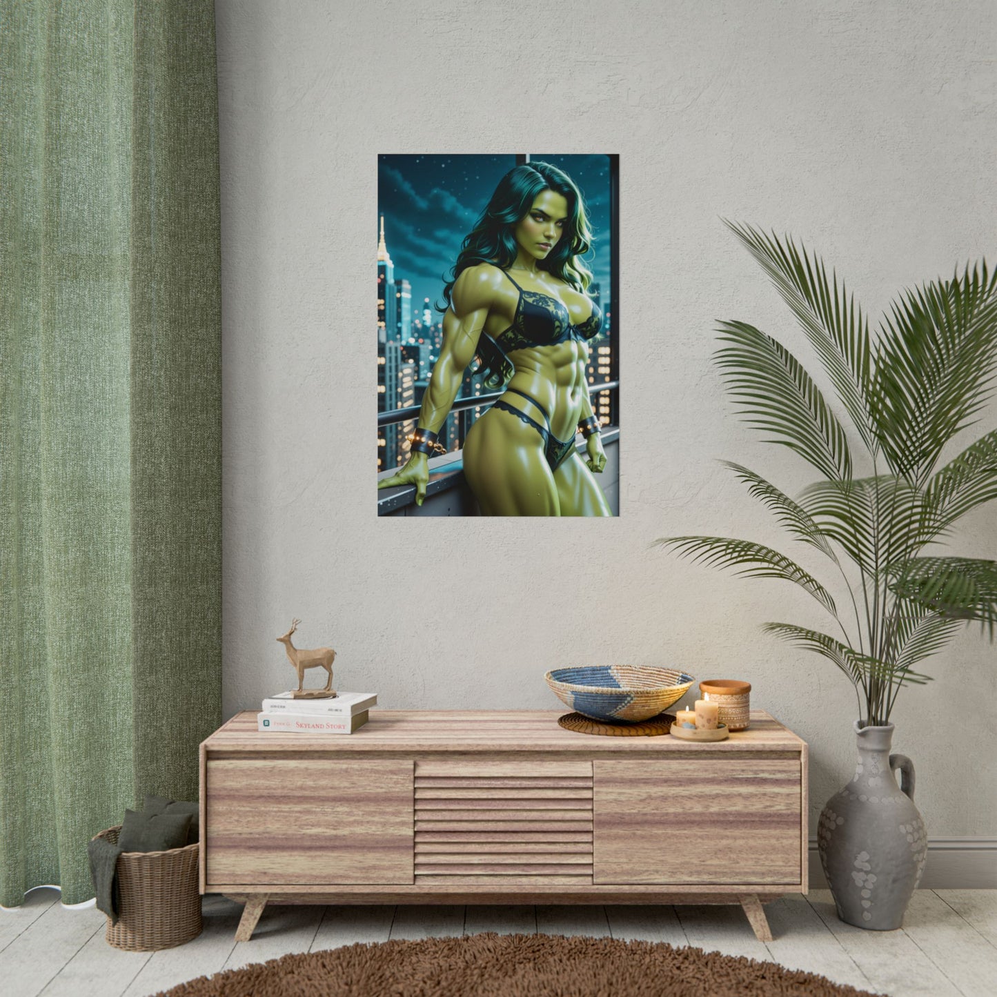 Плакат Жінка-Халк | Настінне мистецтво з надздібним героєм для ігрової обстановки або спальні