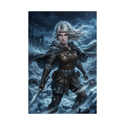 Ciri Witcher Poster Fantasy Girl Wall Art RPG Character Print White Hair Woman Gaming Room Decor Gift
