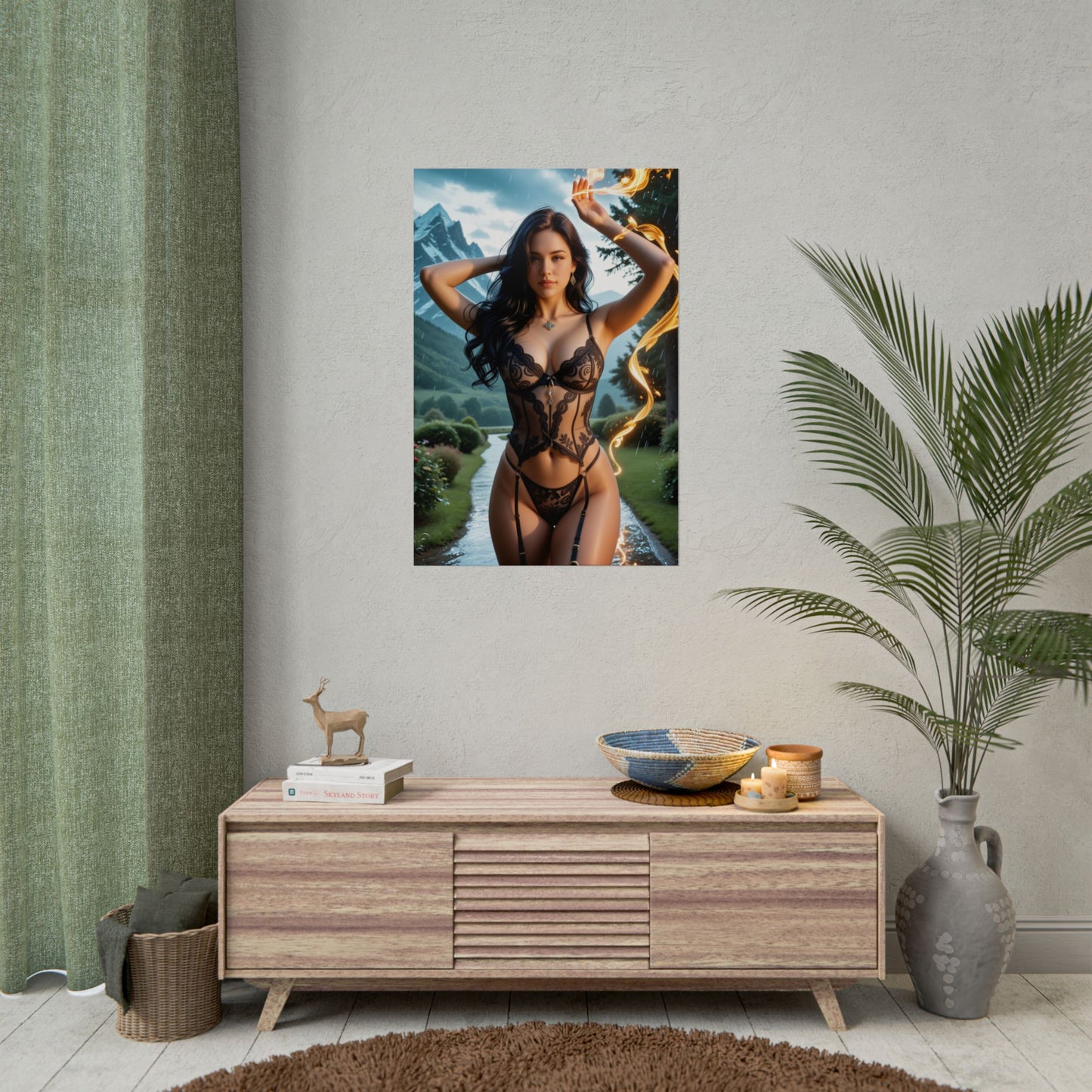 Настінне мистецтво фентезійного Вайфу | Аніме-постер Єнніфер для кімнати або ігрової конфігурації