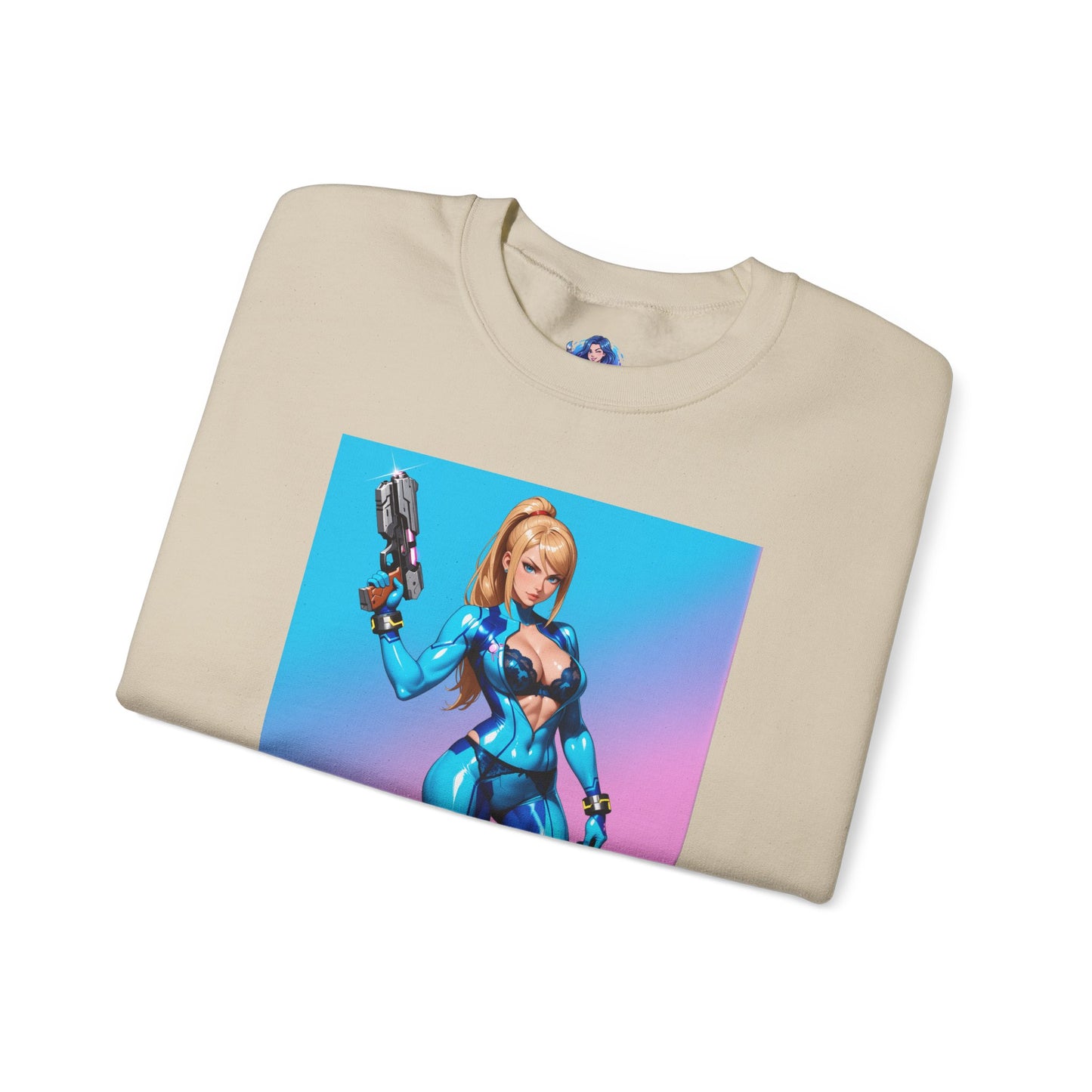 Samus Aran Sweatshirt, Power Suit Rundhalsausschnitt, Premium Sci-Fi Gaming Streetwear