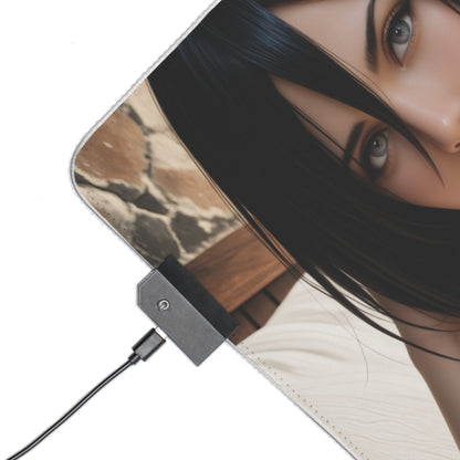 Mikasa Ackerman Desk Mat – LED RGB Pad, Waifu Anime Girl Gaming Setup