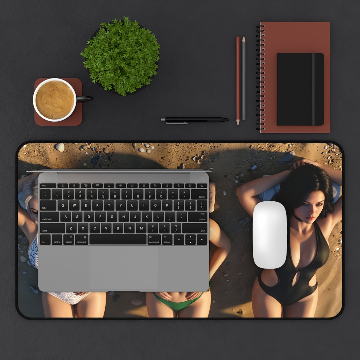Ciri Triss Yennefer Gaming Mouse Pad, Witcher Desk Mat, Fantasy Heroine Setup - HD trio artwork on large gaming desk mat