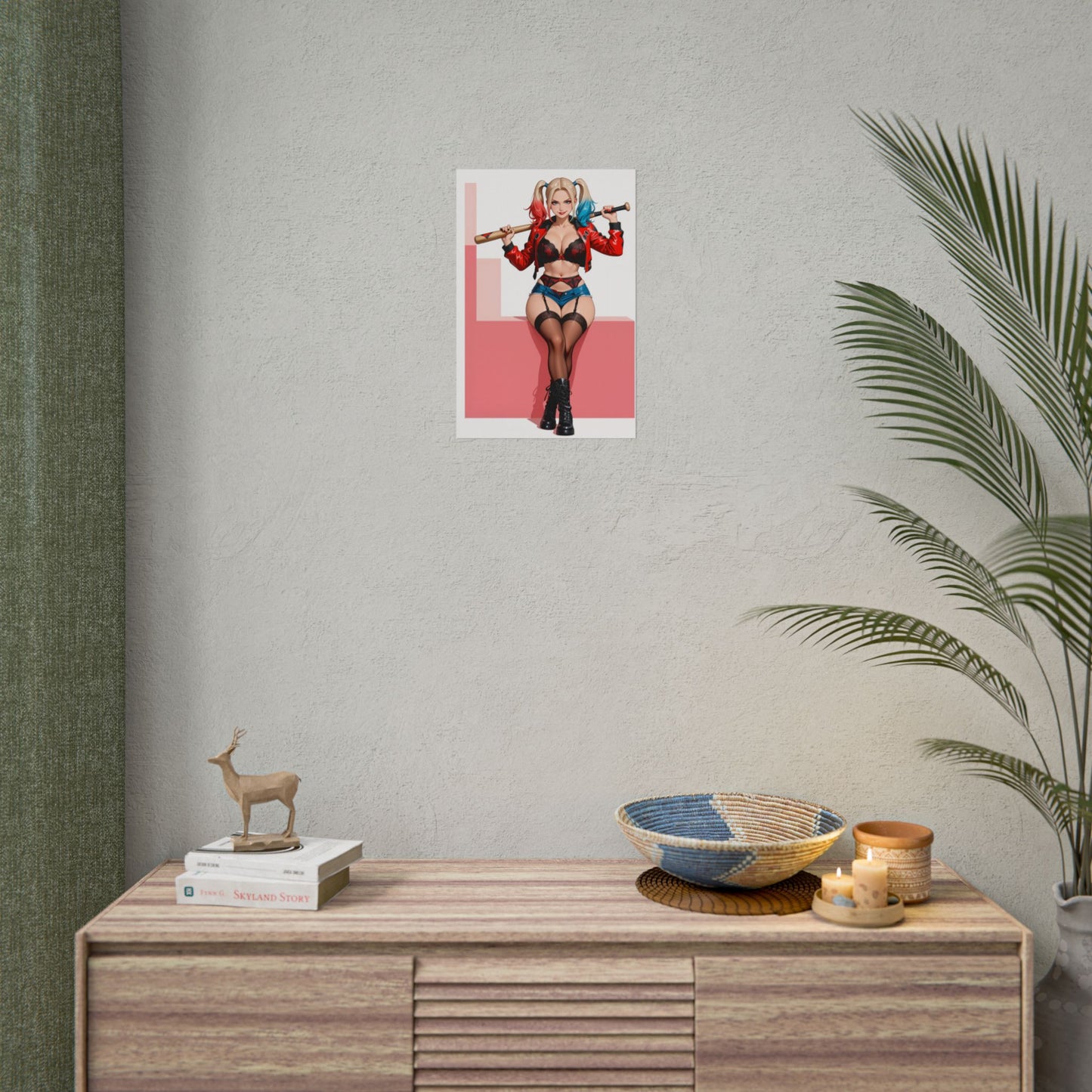 Плакат Харлі Квінн, мила дівчина-клоун з аніме, художній принт, декор стіни з коміксів Вайфу