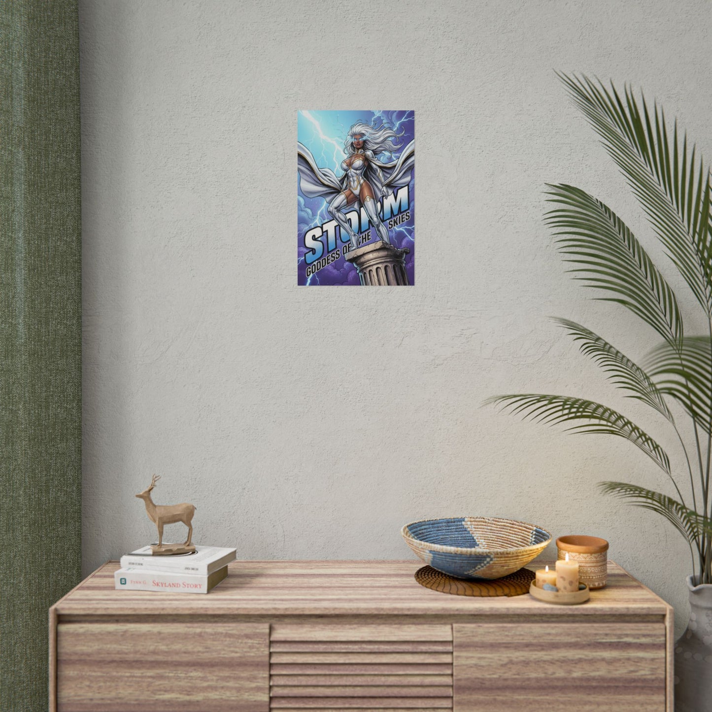 Storm Poster / Storm Wall Art / Storm Art Print / X-Men Poster featuring powerful heroine over lightning-filled sky for superhero interiors