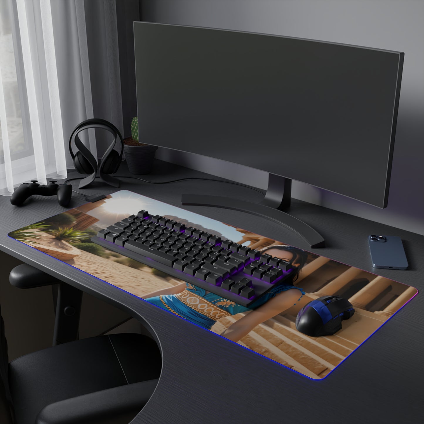 Boa Hancock Schreibtischunterlage – LED RGB-Pad, elegantes Waifu-Anime-Girl-Gaming-Setup