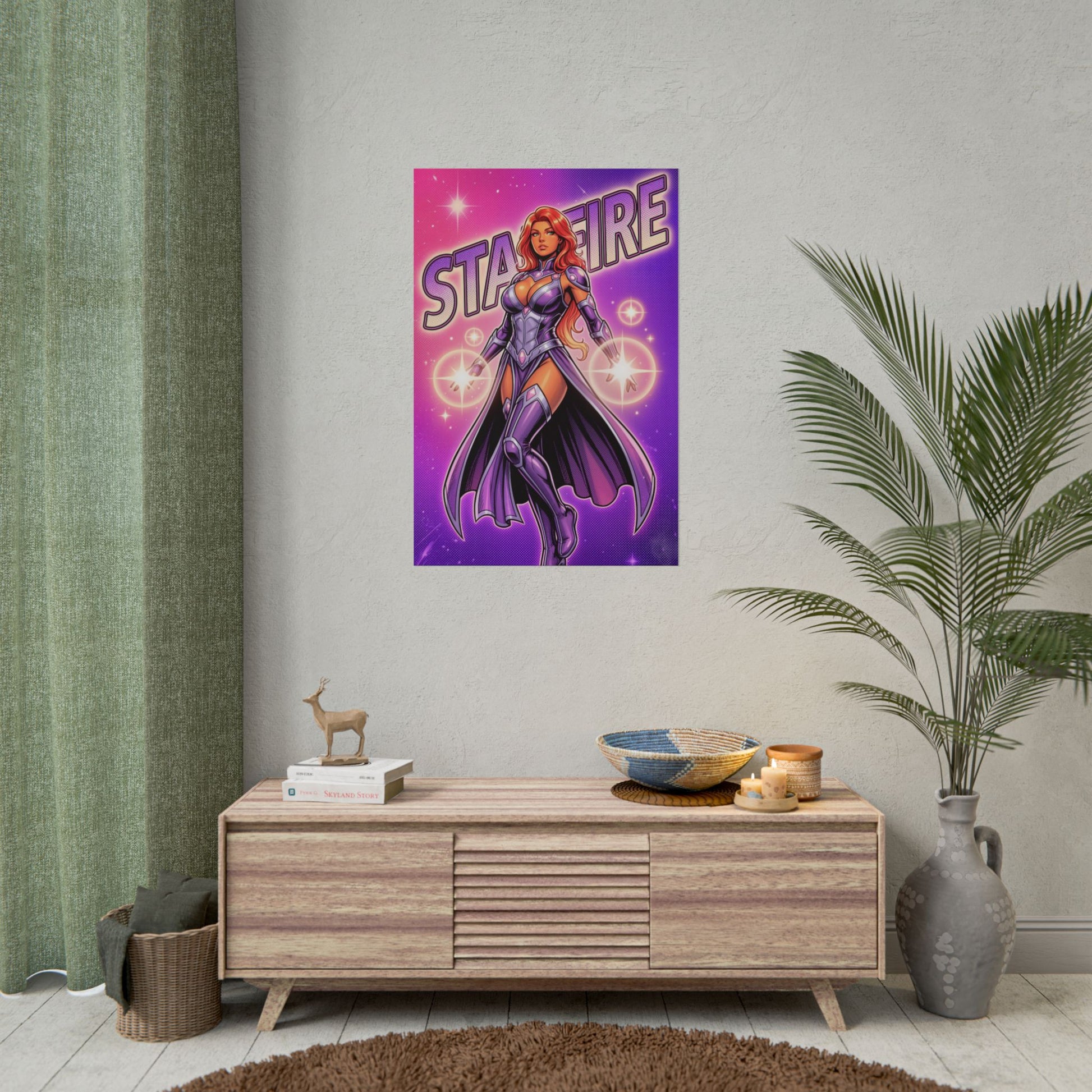 Starfire Poster / Starfire Wall Art / Starfire Art Print / DC Comics Poster - vibrant purple Starfire wall art with glowing cosmic energy