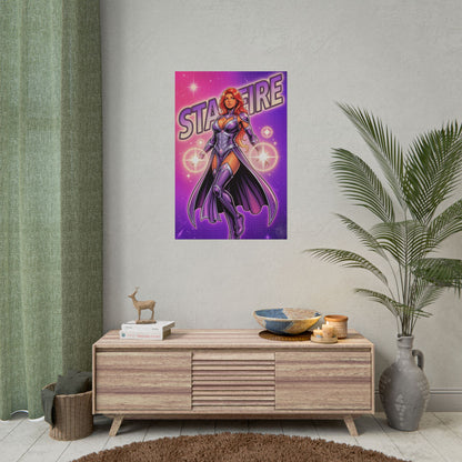 Starfire Poster / Starfire Wall Art / Starfire Art Print / DC Comics Poster - vibrant purple Starfire wall art with glowing cosmic energy