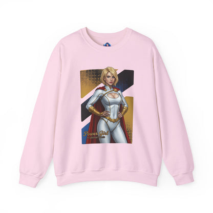 Power Girl Sweatshirt, DC Comics Crewneck, Bold Superhero Apparel for Fans - pink crewneck with confident Power Girl artwork