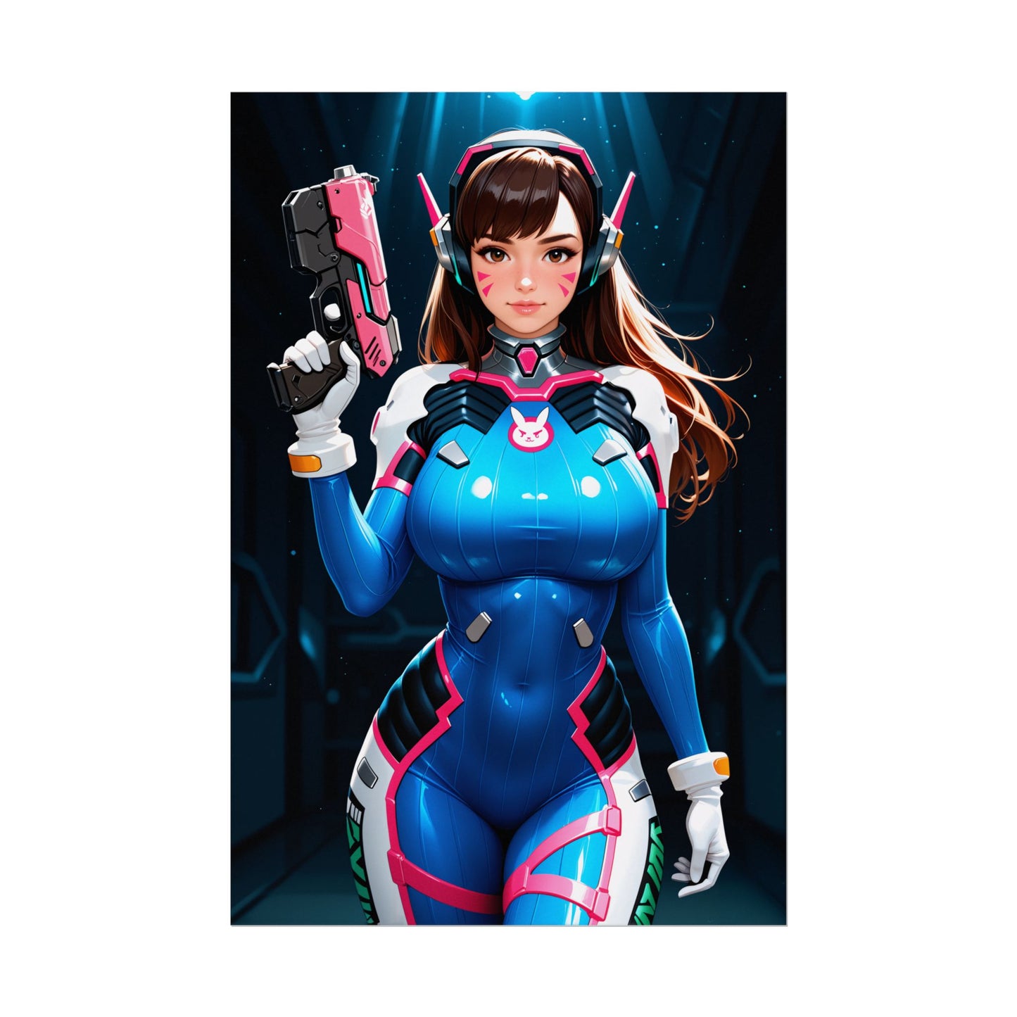 Футуристичний плакат дівчини-пілота, художній принт меха-героїні, декор стін для кімнати геймерів