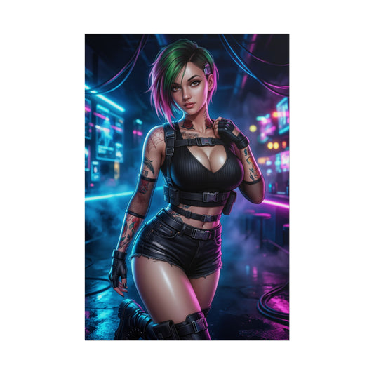 Judy Alvarez Cyberpunk 2077 Poster Futuristic Woman Wall Art Tech Girl Print Neon Character Gaming Room Decor Gift