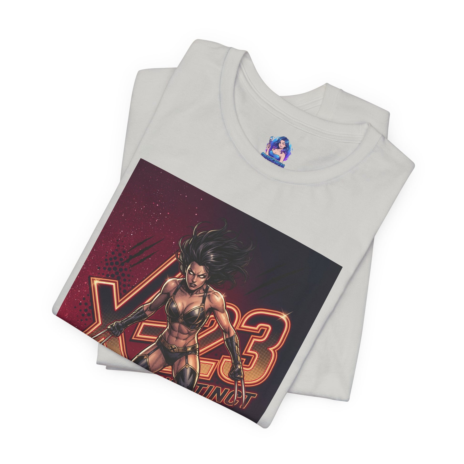 X-23 T-Shirt | Marvel X-Men Anime Tee for Gamers & Fans featuring fierce X-23 illustration with extended adamantium claws on Bella Canvas 3001