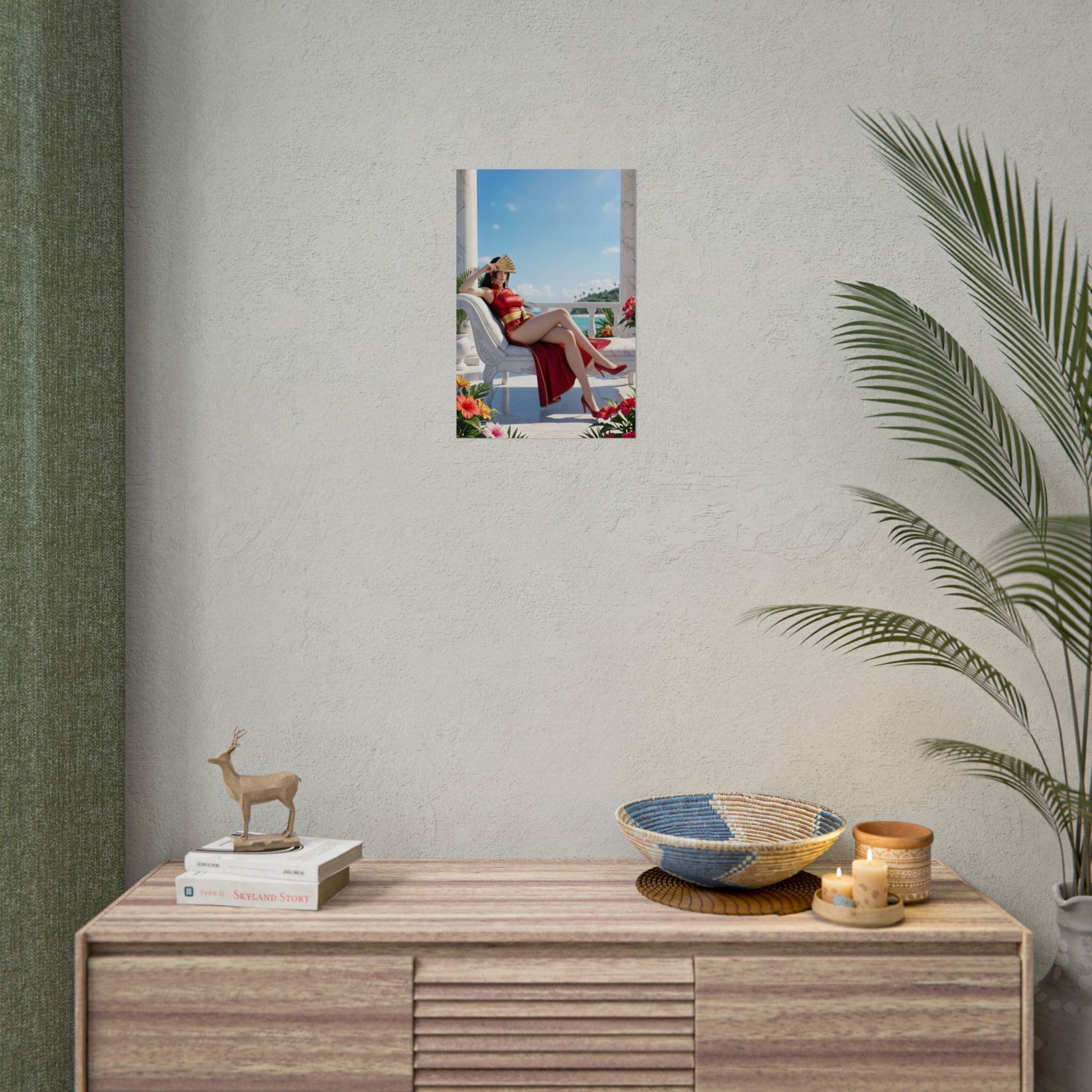 Boa Hancock Poster, One Piece Art Print – Anime Heroine Wall Art showing poster of Boa Hancock in gamer room decor