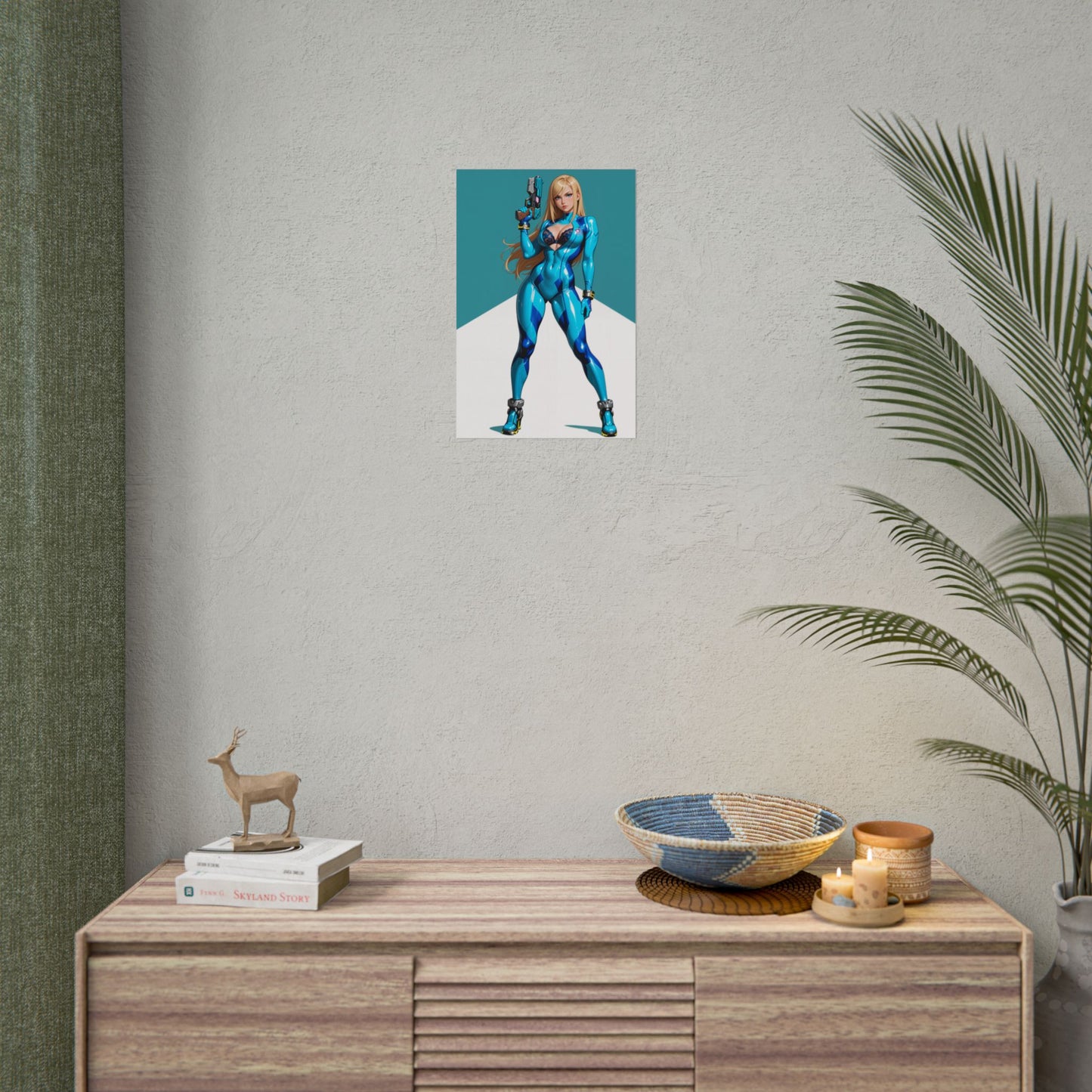 Samus Aran Waifu-Poster, futuristischer Anime-Girl-Kunstdruck, Sci-Fi-Wanddeko