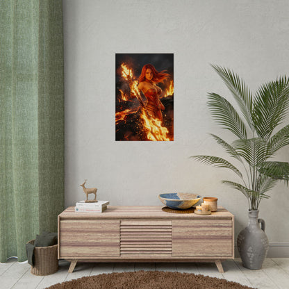 Lina Dota 2 Poster, Dota 2 Wall Art Print, Fire Mage Girl Decor, MOBA Game Artwork, Gamer Room Poster