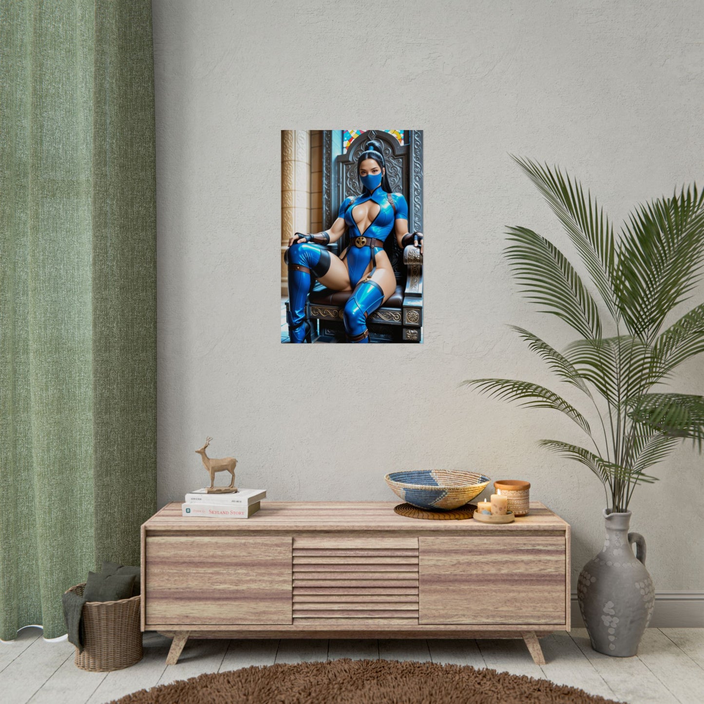 Kitana Poster, Mortal Kombat Anime Girl Art Print, Waifu Fighter Wall Decor