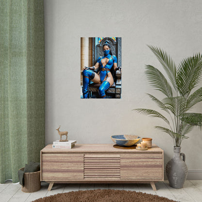 Kitana Poster, Mortal Kombat Anime Girl Art Print, Waifu Fighter Wall Decor