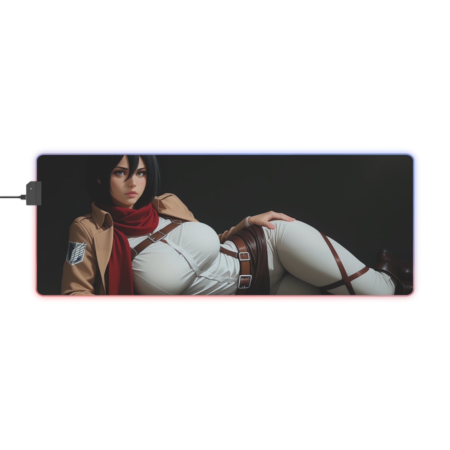 Килимок для столу Mikasa Ackerman – світлодіодний RGB-підсвітлювальний килимок, ігрова конфігурація для дівчат з аніме Waifu