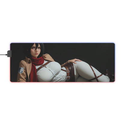 Килимок для столу Mikasa Ackerman – світлодіодний RGB-підсвітлювальний килимок, ігрова конфігурація для дівчат з аніме Waifu