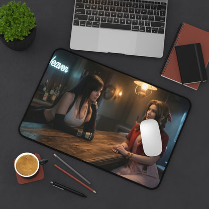Alt Tag: Tifa and Aerith Gaming Mouse Pad, Final Fantasy Desk Mat, RPG Heroine Setup — vivid desk mat showing Tifa and Aerith artwork on workspace