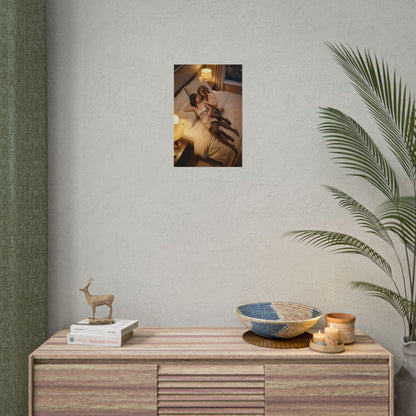 Tifa Aerith Poster, Final Fantasy Art Print – Legendary RPG Heroines framed on modern wall above dresser in styled gaming room