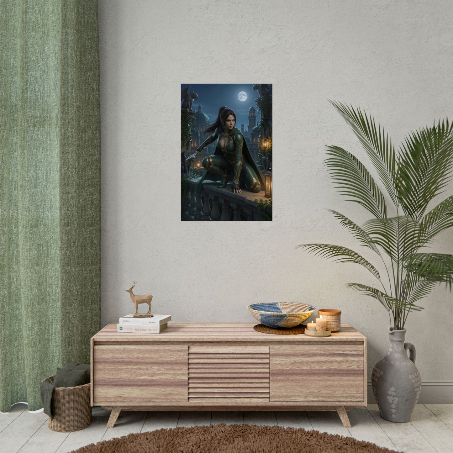 Talia al Ghul Poster, DC Comics Art Print – Assassin Wall Art displayed in cozy gamer room decor