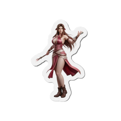 Aerith Magnet – Final Fantasy VII Fridge Magnet, Anime Heroine Decor — die-cut vinyl fridge magnet showing Aerith in elegant anime-style artwork