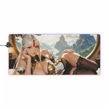 Ningguang Desk Mat – LED RGB Pad, Waifu Anime Girl Gaming Setup