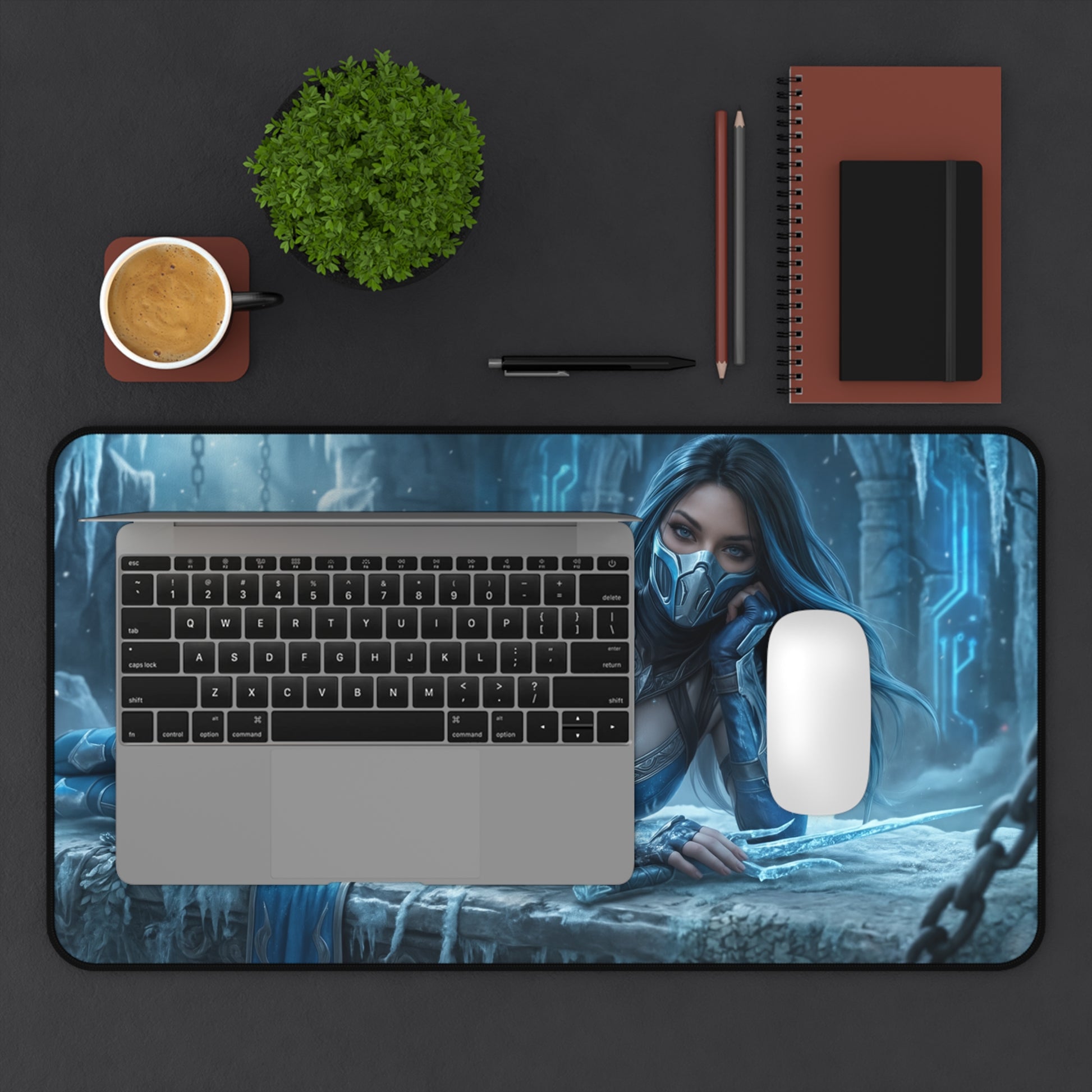 Frost Gaming Mouse Pad, Mortal Kombat Desk Mat, Ice Fighter Girl Setup — high‑def cryomancer artwork desk mat with smooth glide for gamers