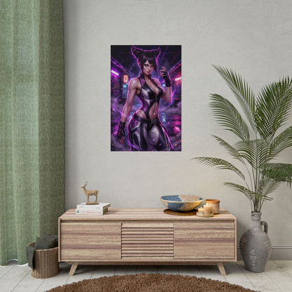 Juri Han Street Fighter Poster Anime Fighter Woman Wall Art Purple Hair Girl Print Fighting Game Character Gaming Room Decor Gift