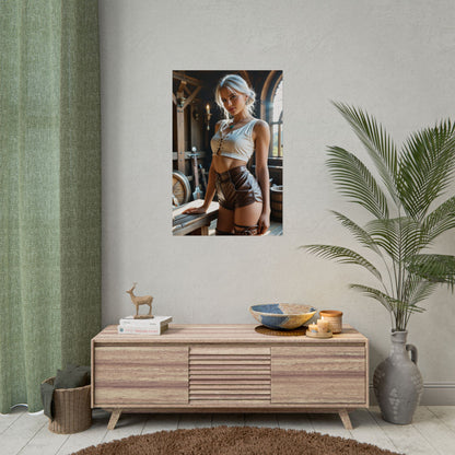 Ciri Wall Decor – Fantasy Heroine Poster for Gaming Room or Home Display hung in modern gaming room with vivid colors