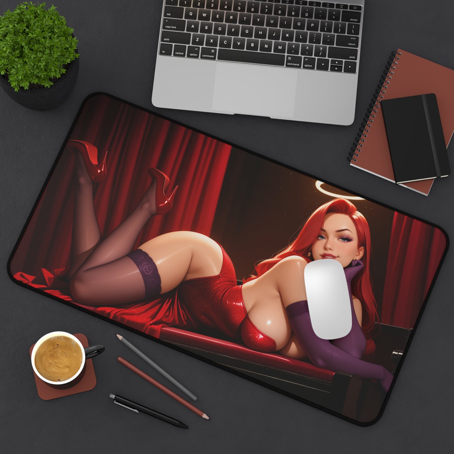 Jessica Rabbit Schreibtischunterlage, klassisches Cartoon-Diva-Mauspad, Retro-Glamour-Gamer-Schreibtisch-Setup
