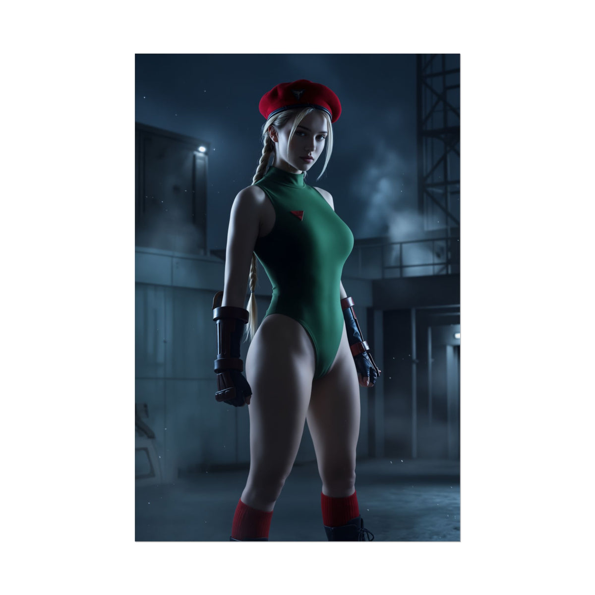 Cammy Poster, Street Fighter Art Print  Iconic Fighting Game Heroine, ultra-high-resolution fan art poster of Cammy in combat pose