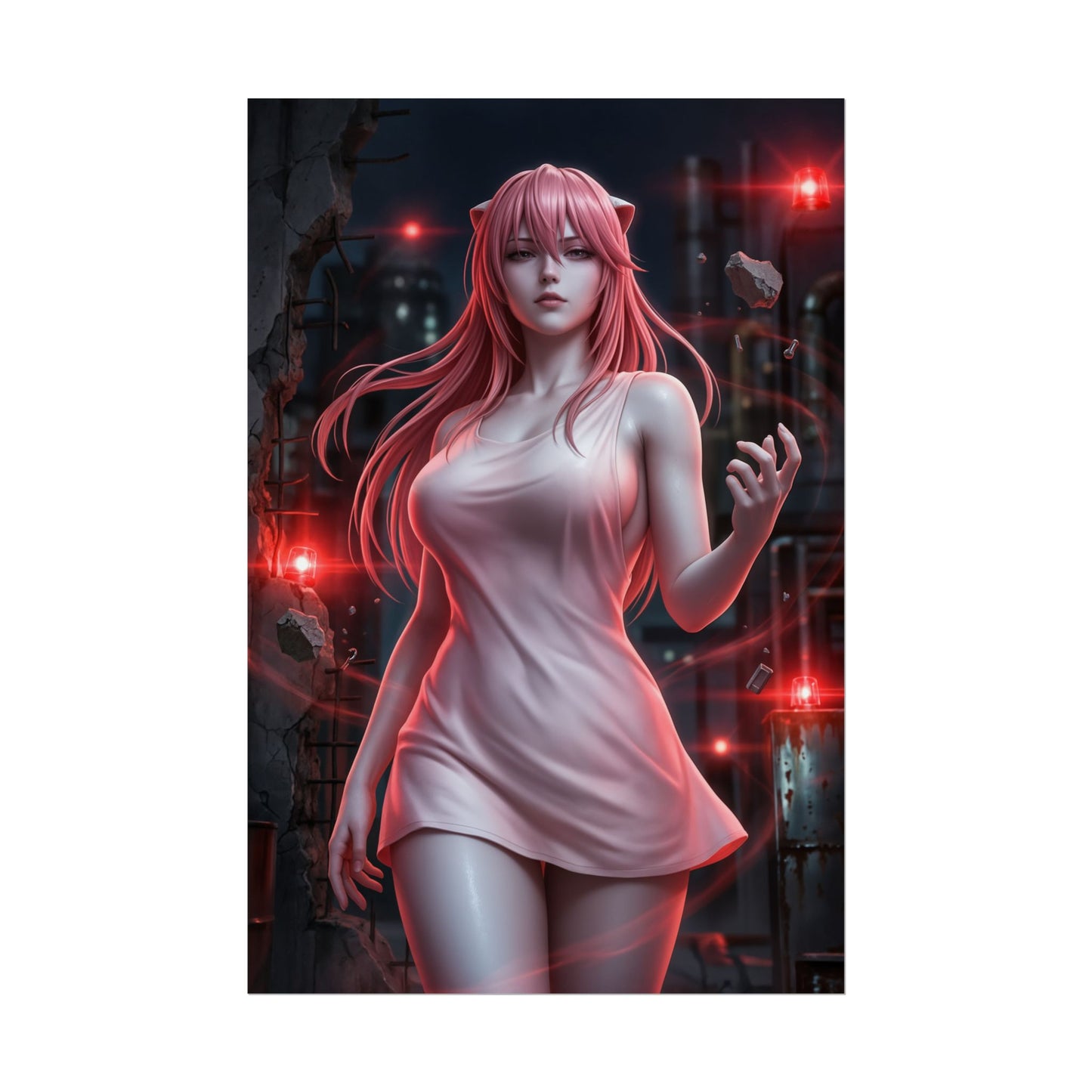 Lucy Elfen Lied Poster Anime Horror Woman Wall Art Pink Hair Girl Print Dark Character Gaming Room Decor Gift