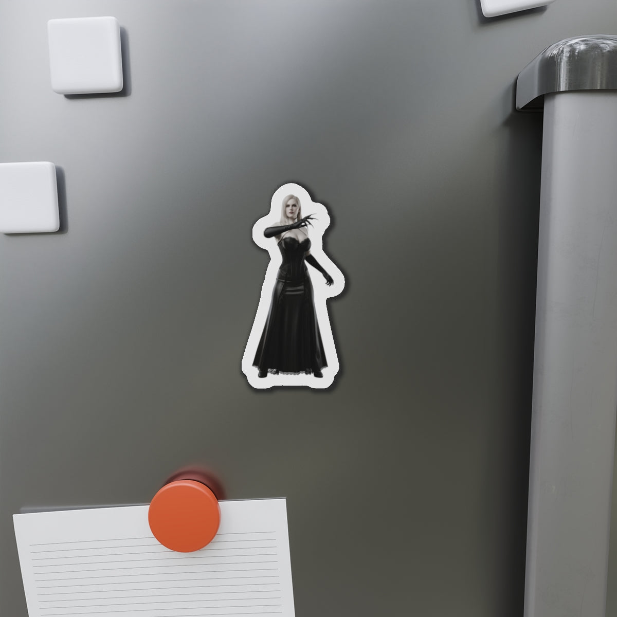 Lady Dimitrescu Magnet – Resident Evil Village Fridge Magnet, Game Decor die-cut vinyl fridge magnet showing anime-style Lady Dimitrescu artwork