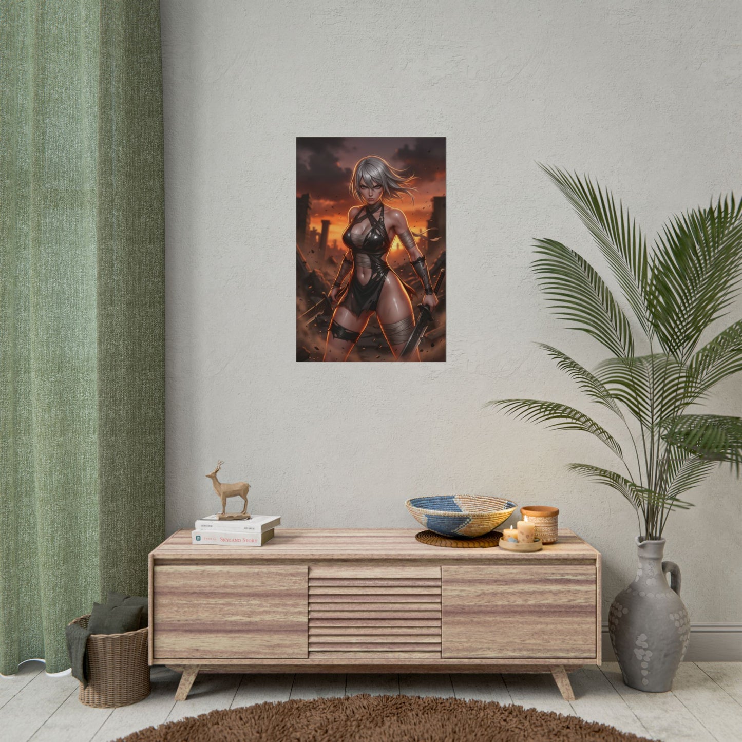 Kainé NieR Replicant Poster Anime RPG Wall Art White Hair Woman Print Fantasy Warrior Character Gaming Room Decor Gift