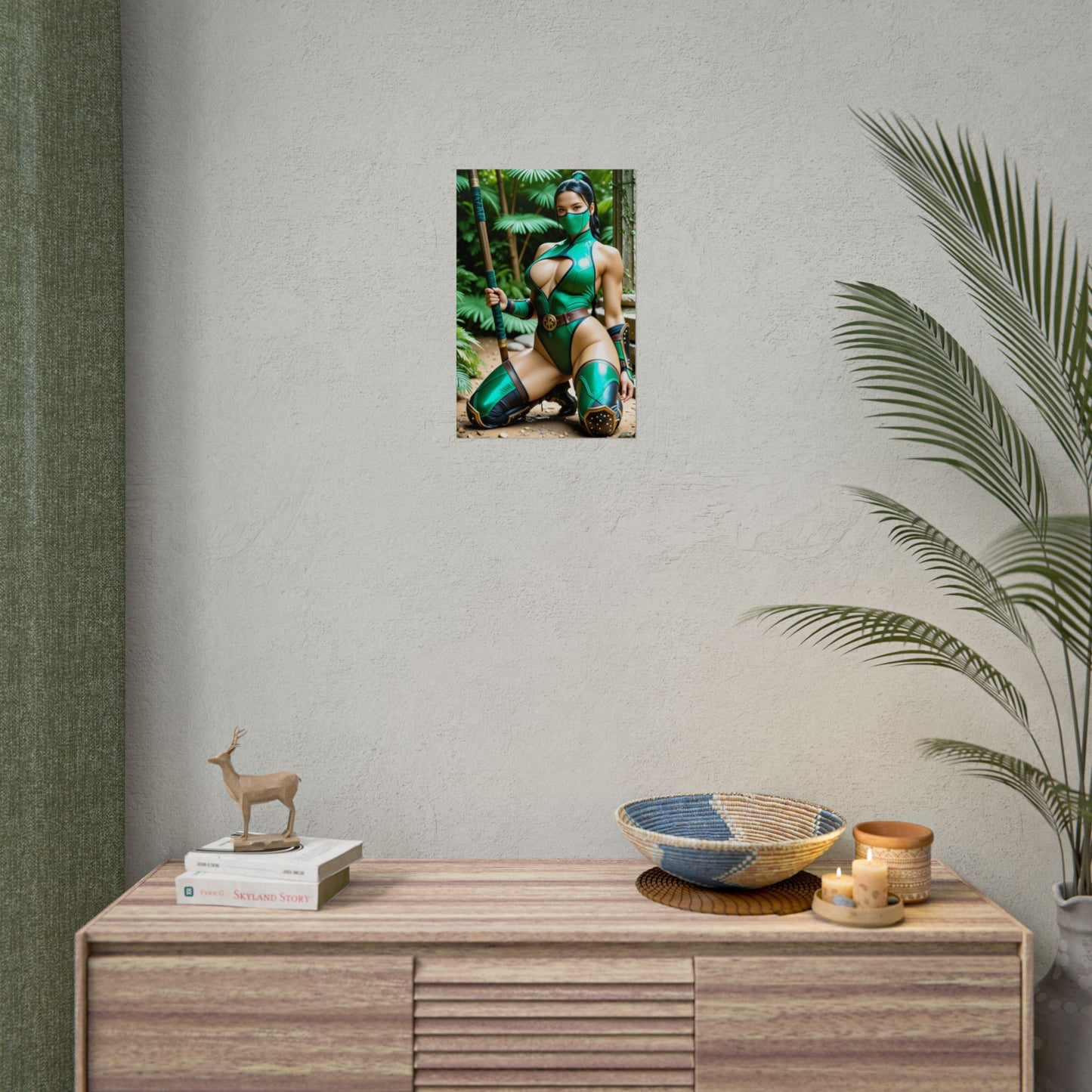 Jade Poster, Mortal Kombat Anime Girl Art Print, Waifu Fighter Wall Decor