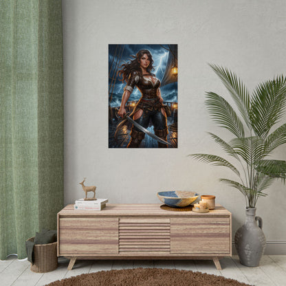 Isabela Dragon Age Poster Fantasy Pirate Woman Wall Art Rogue Character Print RPG Gaming Room Decor Gift