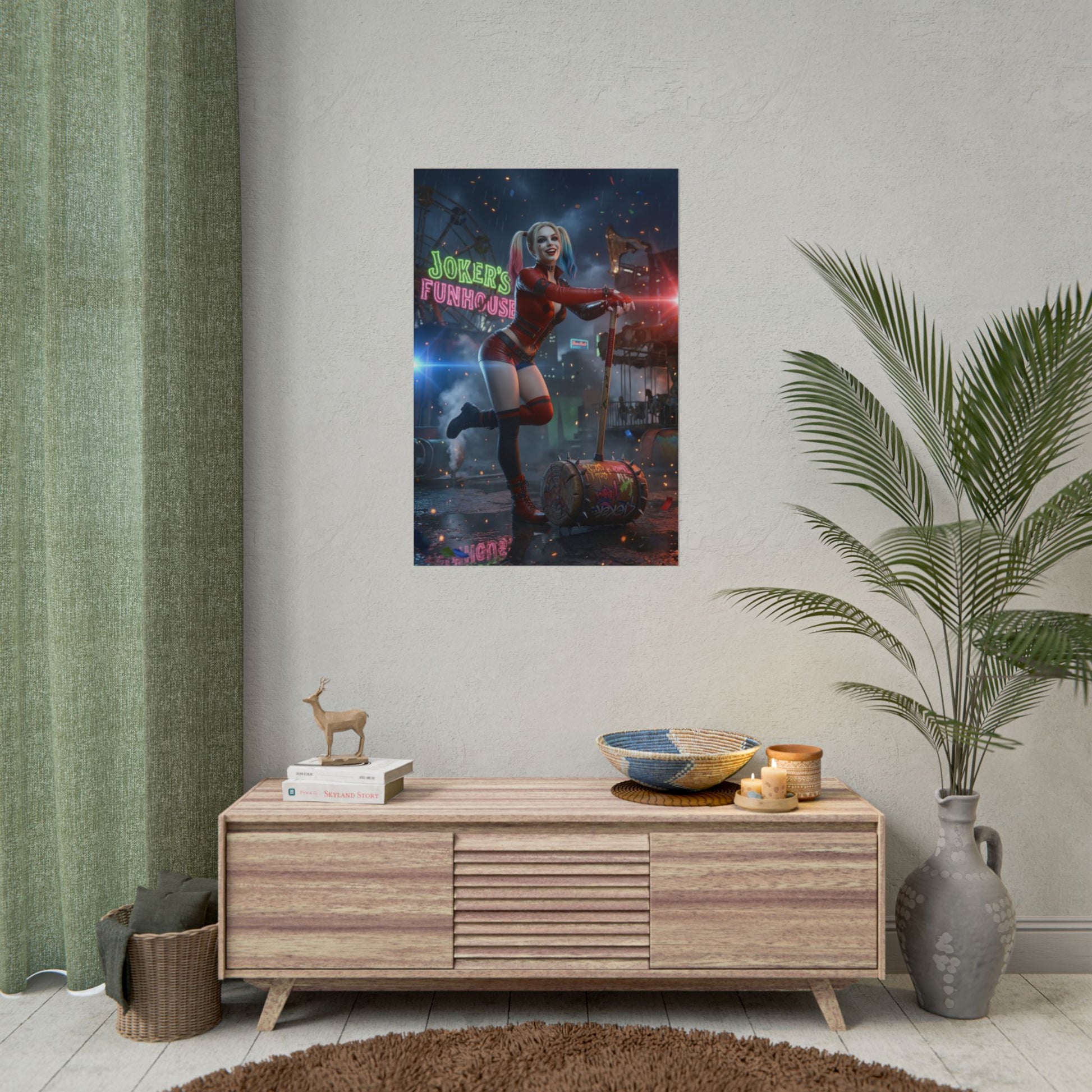 Harley Quinn Poster, DC Art Print – Iconic Comic Anti-Heroine Wall Art featuring vibrant ultra-high-resolution character art on semi-gloss 260 g/m² paper