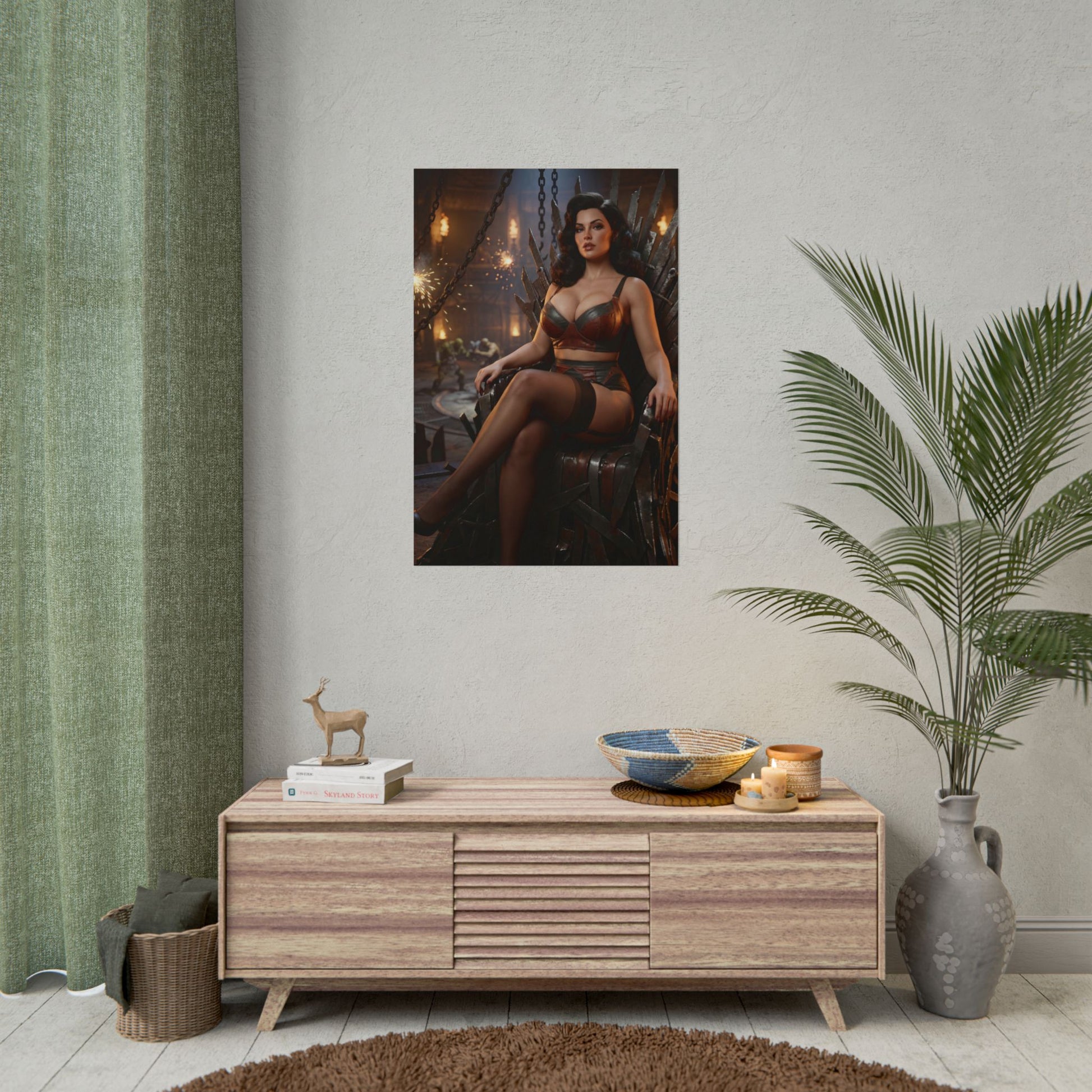 Fallout Queen Woman Poster / Fallout Queen Wall Art / Fallout Queen Art Print / Fallout Poster — powerful seated Fallout queen wall art for collectors