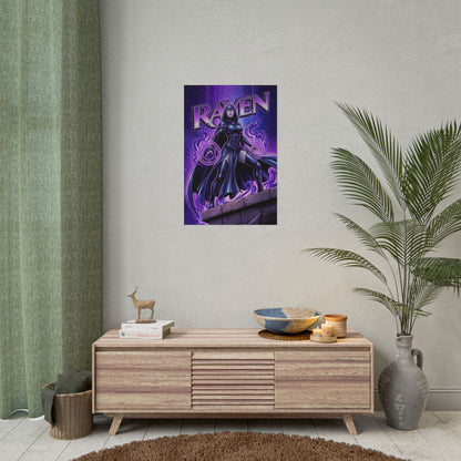 Raven Poster / Raven Wall Art / Raven Art Print / DC Comics Poster featuring Raven in violet magic, dramatic lighting, dark fantasy wall decor