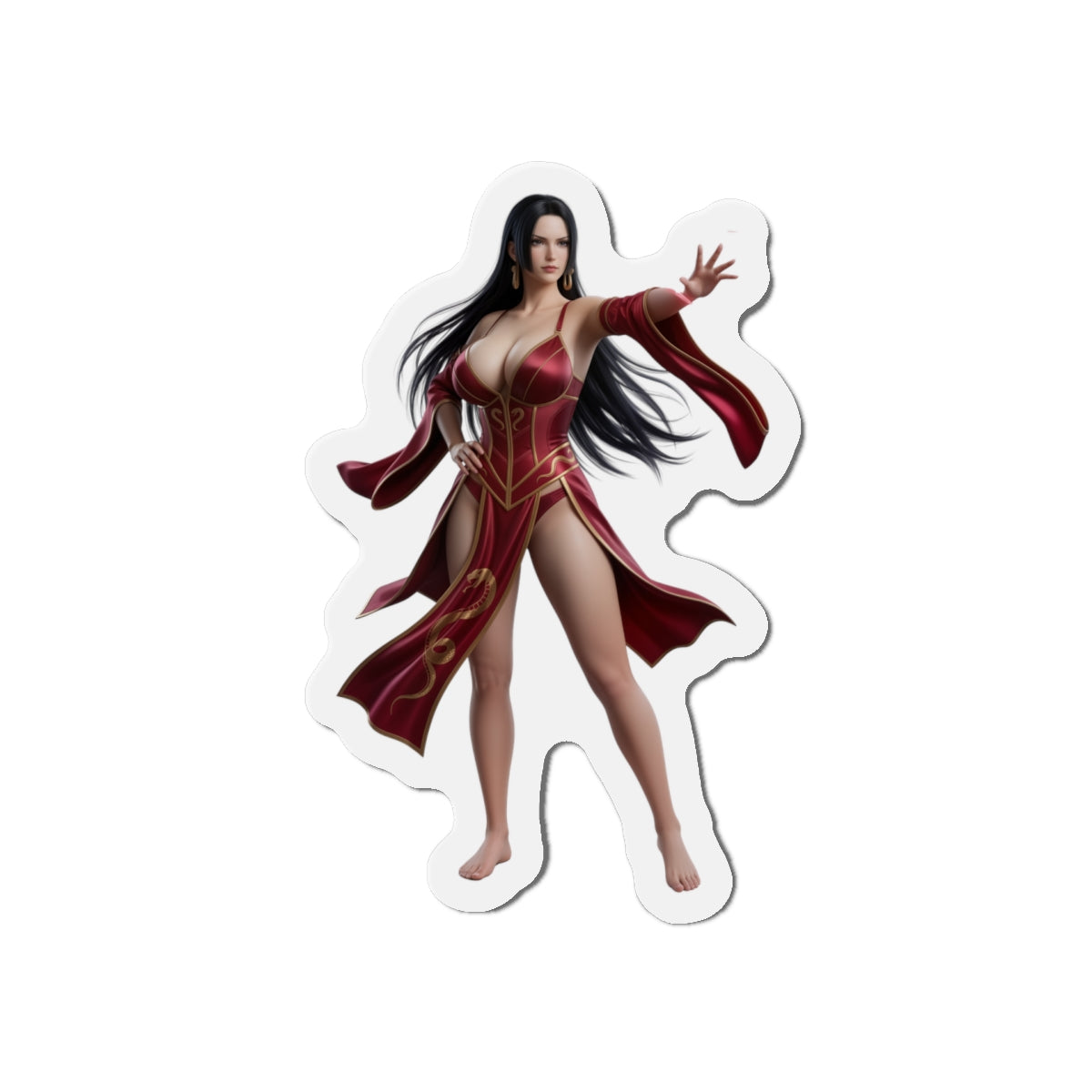 Boa Hancock Magnet – One Piece Anime Heroine Fridge Magnet, Pirate Decor die-cut vinyl fridge magnet showing Boa Hancock in red outfit, high-resolution anime artwork