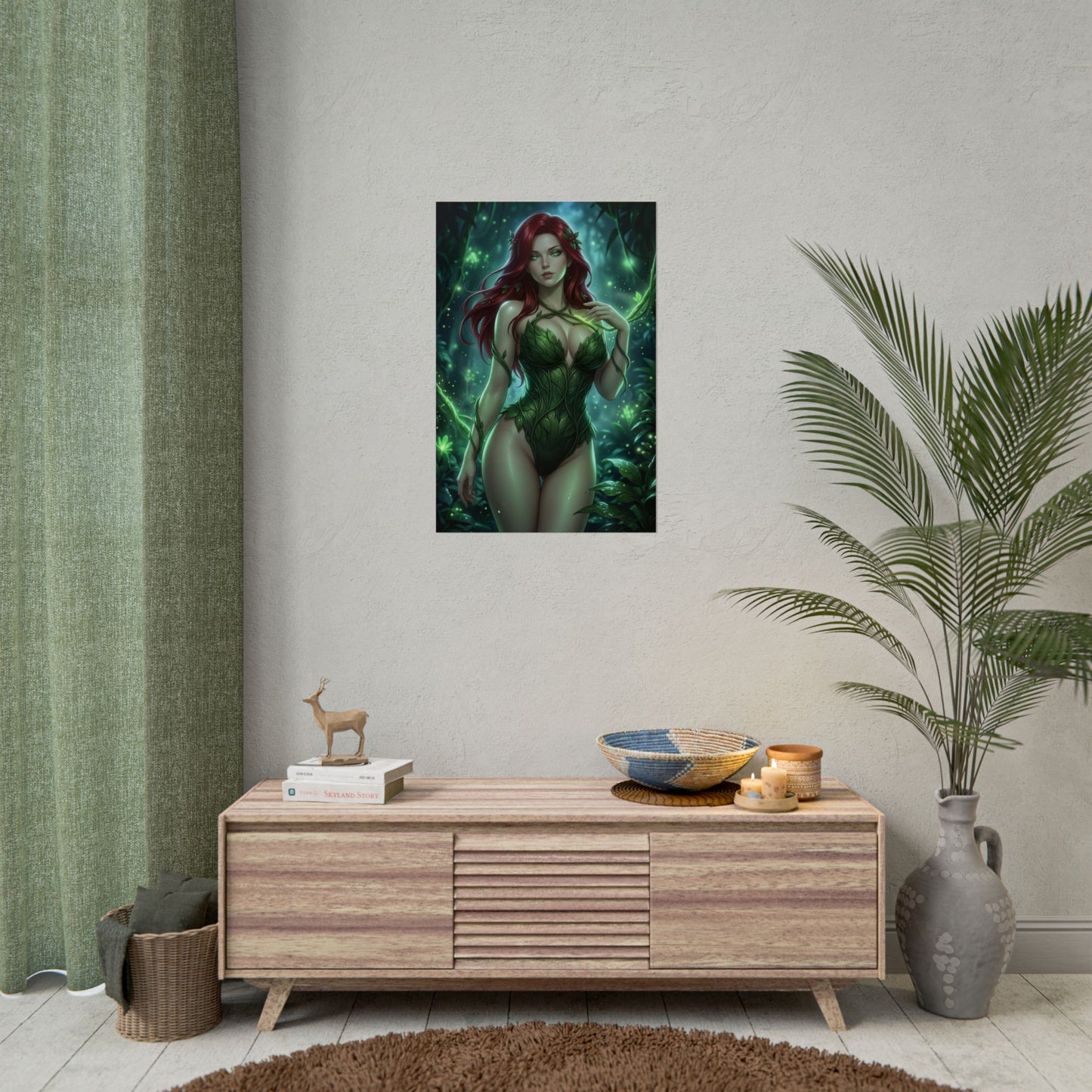 Poison Ivy DC Comics Poster Red Hair Woman Wall Art Botanical Fantasy Print Nature Girl Decor Gaming Room Gift