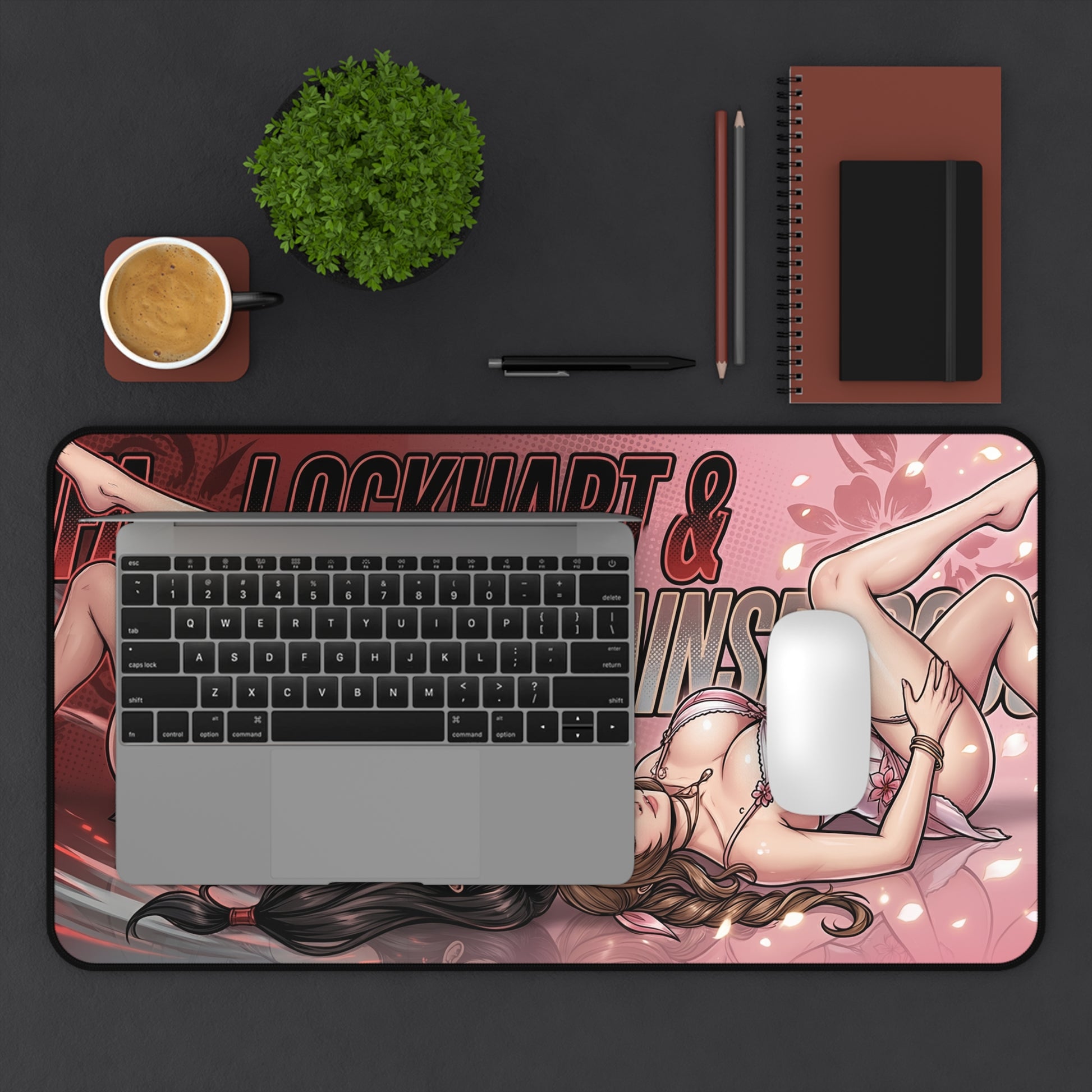 Tifa Lockhart and Aerith Desk Mat, Final Fantasy Mouse Pad, Gamer Desk Setup — anime duo RPG desk mat with stitched edges and non-slip base