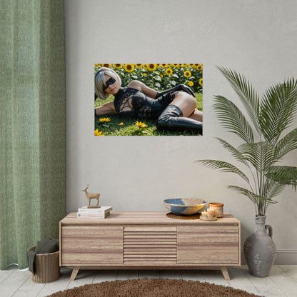 Настінний художній плакат Вайфу | Аніме-принт 2B для декору кімнати гравця в стилі кіберпанк