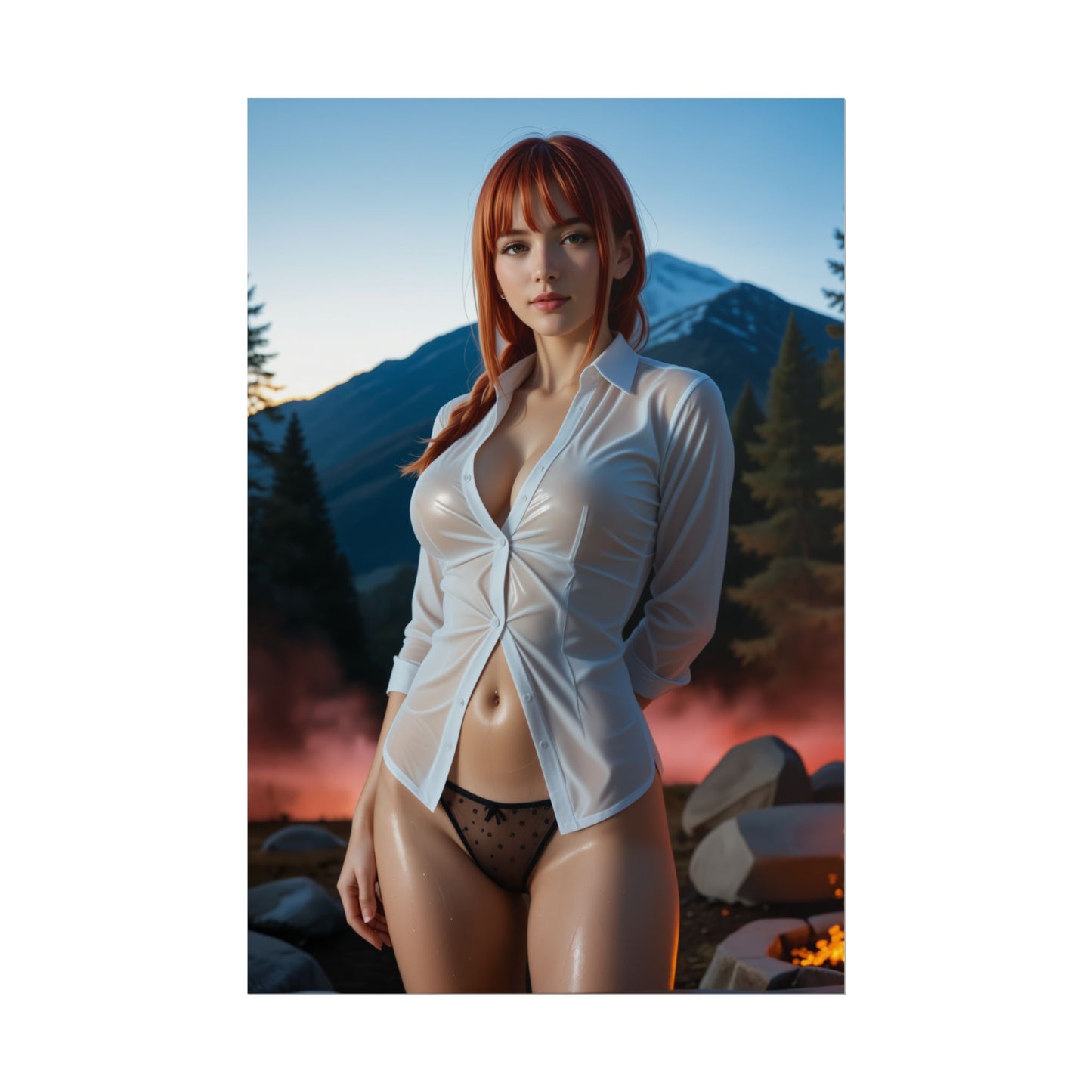 Makima Poster, Chainsaw Anime Girl Art Print, Waifu Devil Hunter Wall Decor