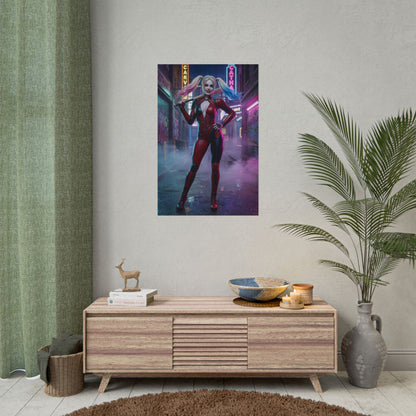 Harley Quinn Poster, DC Comics Wall Art Print – Comic Decor on wall above console, vibrant gaming room decor