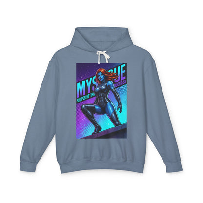 Mystique Hoodie | X-Men Hoodie | Comic Book Villain Pullover - blue Mystique graphic pullover on soft 100% cotton streetwear hoodie