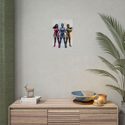 Kitana Jade Mileena Poster, Mortal Kombat Art Print – Iconic Fighter Trio hanging above modern console in gamer room decor