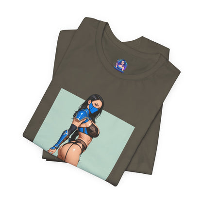 Kitana Grafik-T-Shirt | Mortal Kombat T-Shirt für Otakus und Kampfspielfans | Blaues Ninja-Waifu-Shirt
